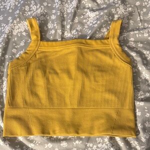 Yellow Ribbed Crop Top